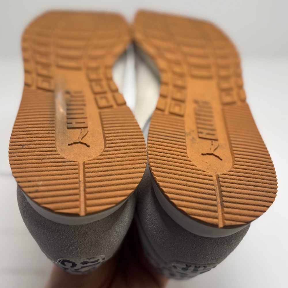 Puma Retro Runner Sneakers Womens 8.5 Gray Suede Nylon Gum Sole Leopard Heel - Picture 13 of 13